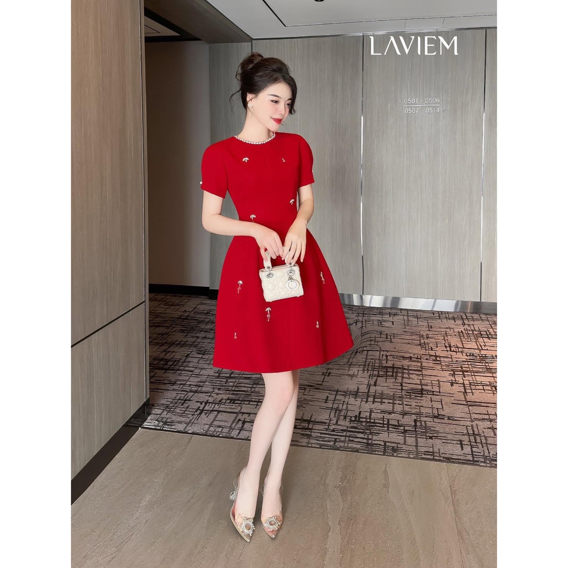 RED JASMI DRESS - 5