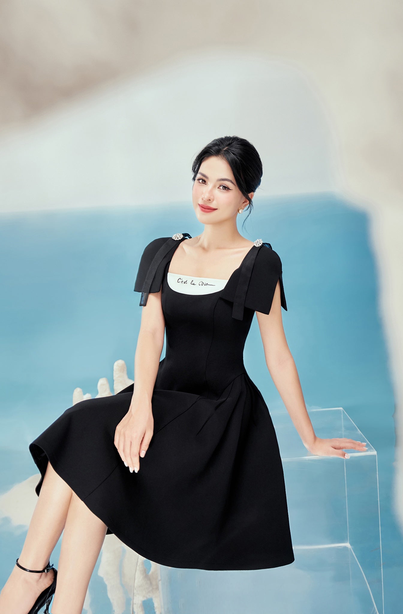 BLACK LINDSEY DRESS - 7